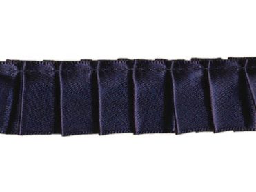 Ruffled Box Pleated Satin Ribbon/Trim - Navy Blue - 7/8 inch - 1 Yard