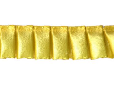 Ruffled Box Pleated Satin Ribbon/Trim - Yellow - 7/8 inch - 1 Yard