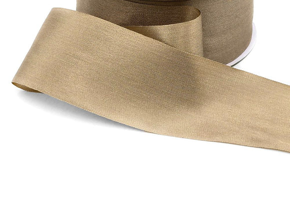 Taupe - 100% Hand-Dyed Silk Ribbon with Woven Edge - 1 1/4