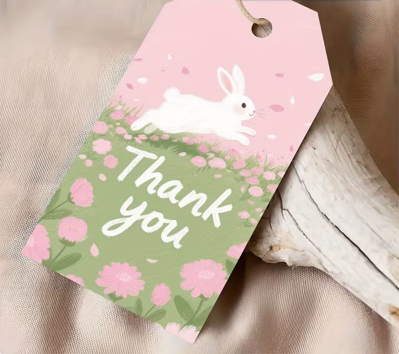 Spring Bunny Thank You Gift Tags - Set of 45