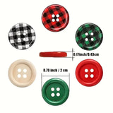 Christmas Wooden Buttons - Set of 60
