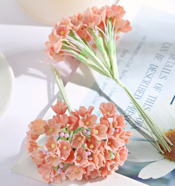 Forget Me Not Vintage Style Millinery Paper Flower Bouquet - Apricot Nectar - 1 Bouquet