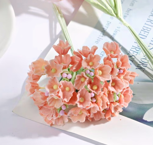 Forget Me Not Vintage Style Millinery Paper Flower Bouquet - Apricot Nectar - 1 Bouquet