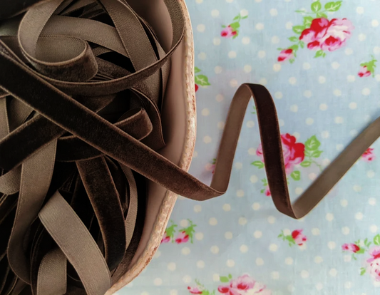 Chocolate Mocha Velvet Ribbon - 3/8 inch - 1 Yard