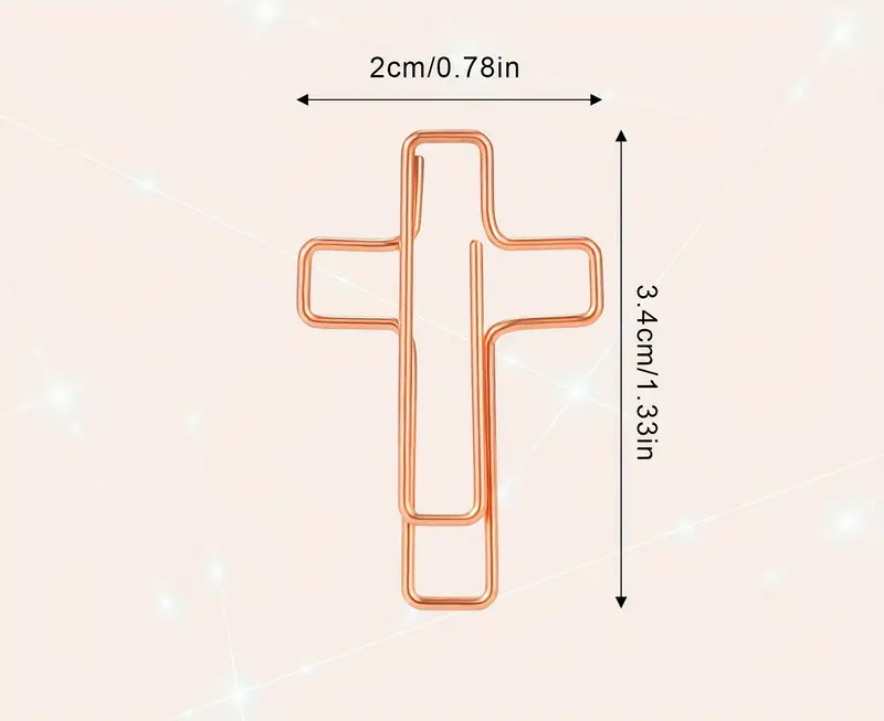 Rose Gold Cross Paper Clips - Set of 50