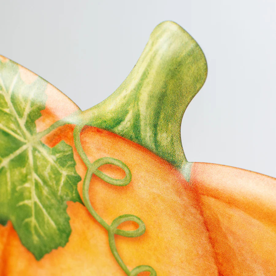12" Embossed Metal Orange Pumpkin Hanger