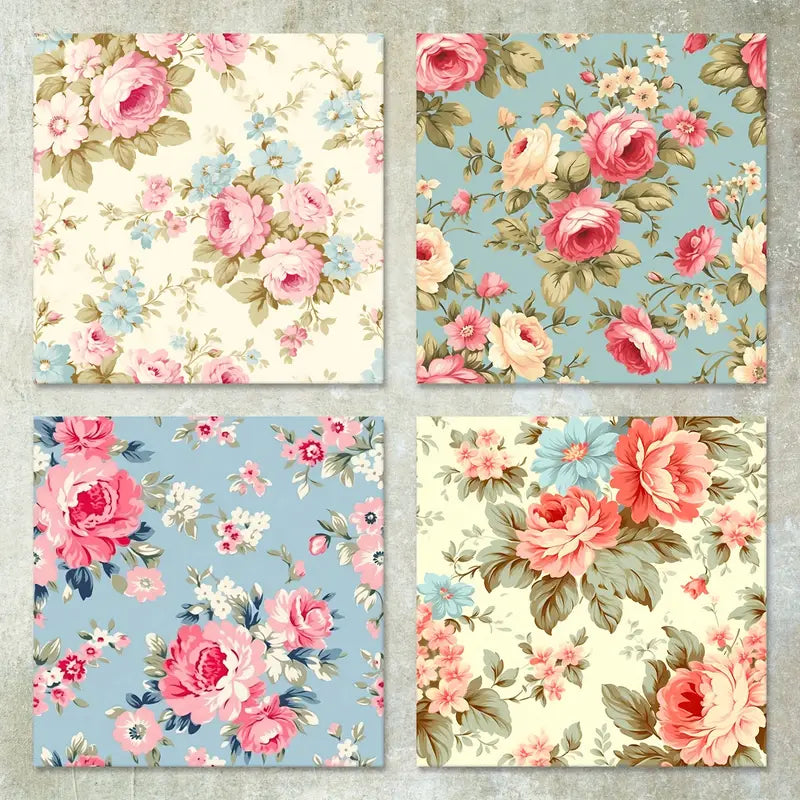 Shabby Chic Floral Blue and Pink 6" x 6" Paper Collection - 36- Sheets