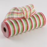 10" Wide Foil Stripes Poly Deco Mesh: Christmas Multi - 10 Yard Roll