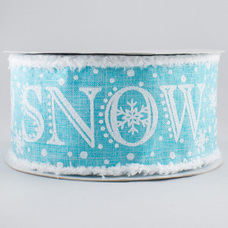 2 1/2" Let It Snow Snowdrift Wired Ribbon: Light Blue - 1 Yard - Sugar Pink Boutique