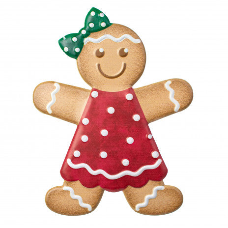 13" Metal Embossed Decoration: Gingerbread Girl