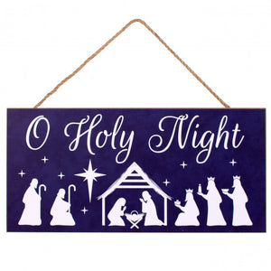 12" Wooden Sign: O Holy Night Nativity