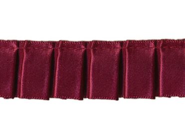 Ruffled Box Pleated Satin Ribbon/Trim - Wine - 7/8 inch - 1 Yard