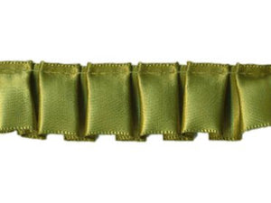Box Pleated Satin Ribbon/Trim - Moss Green - 7/8 inch - 1 Yard