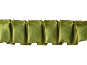 Ruffled Box Pleated Satin Ribbon/Trim - Moss Green - 7/8 inch - 1 Yard
