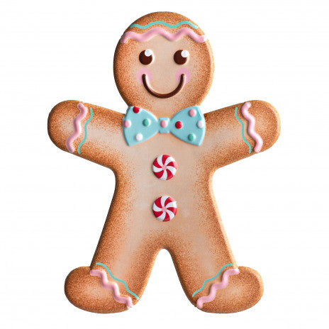 12" Metal Embossed Hanger: Gingerbread Boy