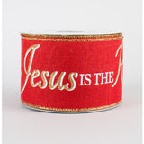2 1/2" Jesus Is The Reason For The Season Wired Ribbon - 1 Yard