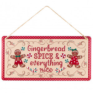 12" Embossed Metal Sign: Gingerbread Spice Nice