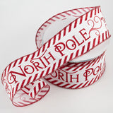 2 1/2" Glitter North Pole Red and White Wired Ribbon - 1 Yard