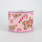 2 1/2" Gingerbread With Candy Wired Ribbon: Pale Pink - 1 Yard