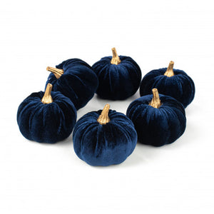 3" Velvet Foam Pumpkins: Navy Blue - ( Set of 6 Pumpkins )