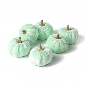 3" Velvet Foam Pumpkins: Mint - ( Set of 6 Pumpkins )