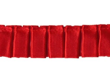 Ruffled Box Pleated Satin Ribbon/Trim - Red - 7/8 inch - 1 Yard