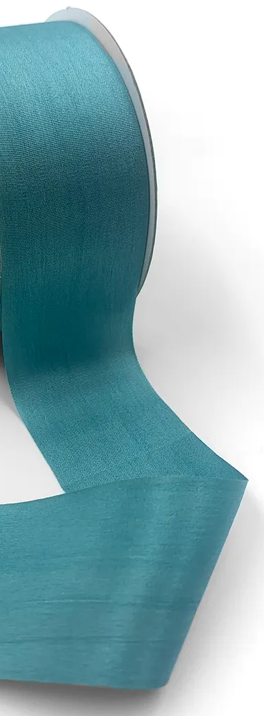 Teal - 100% Hand-Dyed Silk Ribbon with Woven Edge - 1 1/4