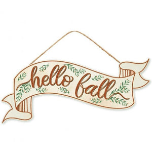 15" Wooden Sign: Hello Fall Banner