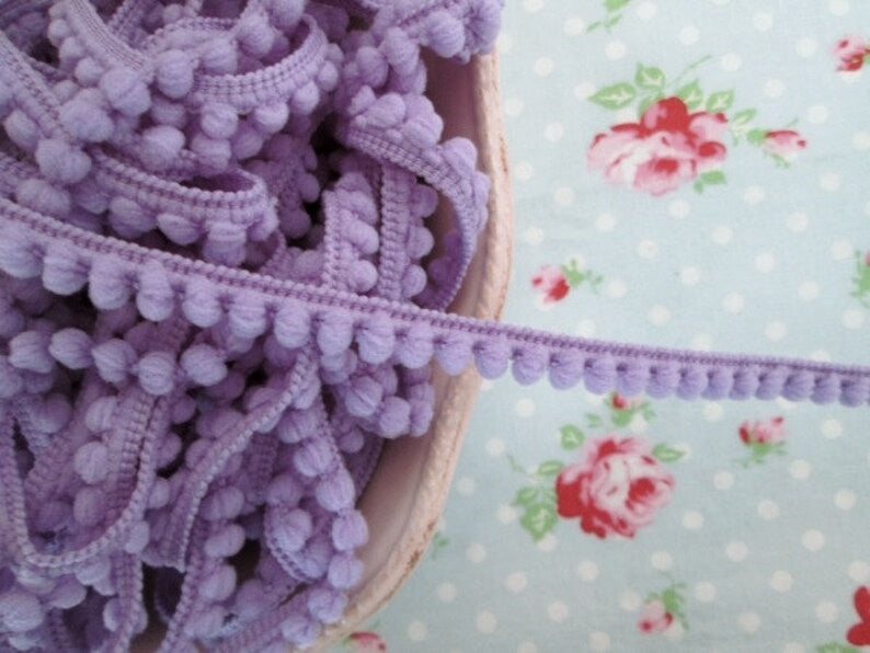 Baby Pom Pom Trim - Lavender - 1/4 inch Ball Fringe - 1 Yard