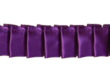 Box Pleated Satin Ribbon/Trim - Purple - 7/8 inch - 1 Yard
