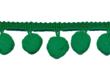 Pom Pom Trim - Kelly Green Dangling - 1/2 inch Ball Fringe - 1 Yard