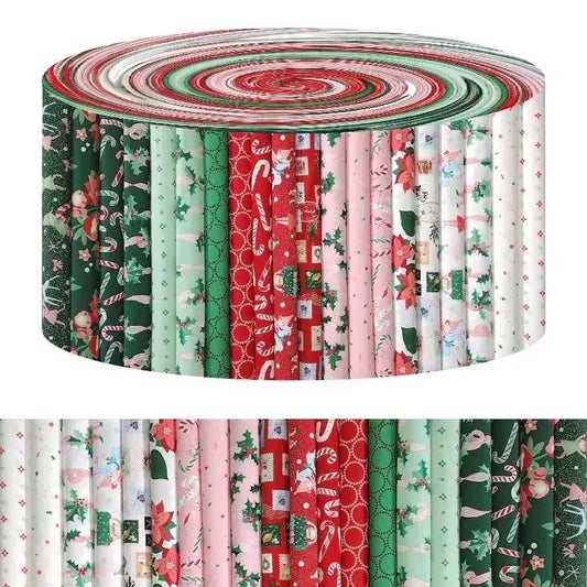Holly Jolly Christmas Jelly Roll - 2.55" X 19.7" - Set of 40 Fabric Stripes