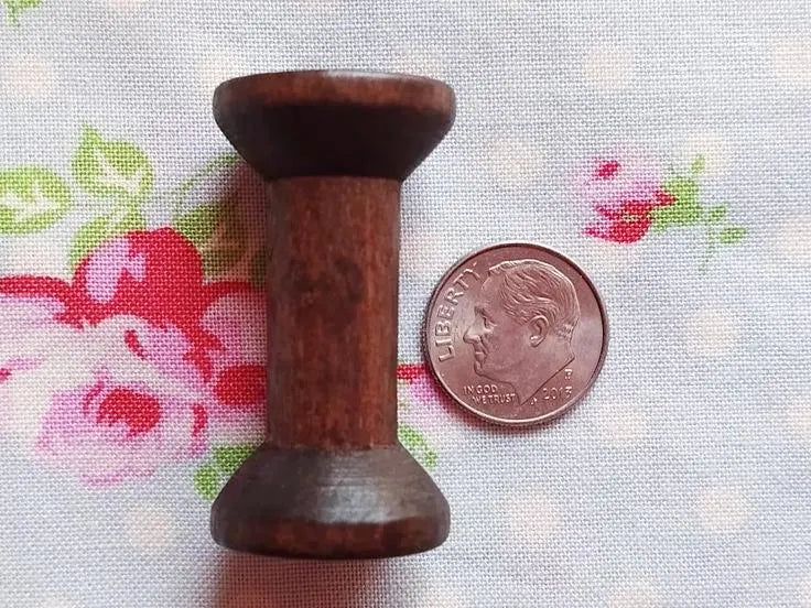 Set of 5 - Dark Walnut Brown Wooden Spools - 1.57"