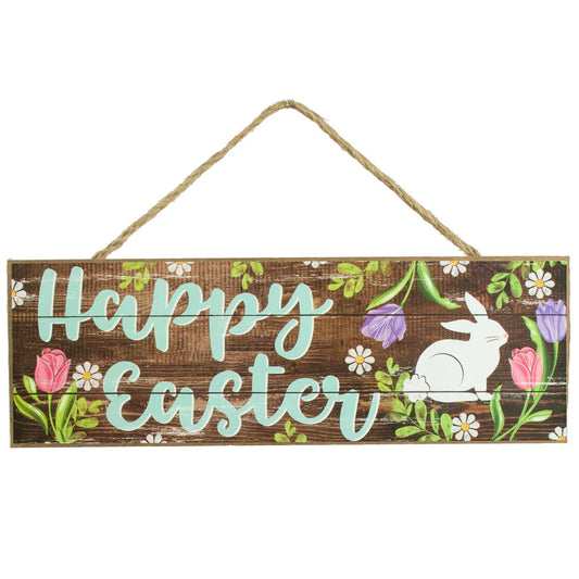 15" Wooden Sign: Happy Easter Bunny - Sugar Pink Boutique