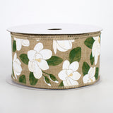 2 1/2" Magnolia Wired Ribbon: Light Beige - 1 Yard