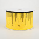 2 1/2" Ruler Wired Ribbon: Black & Yellow - 1 Yard