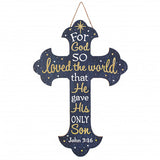 16" Wooden Sign: For God So Loved The World Cross