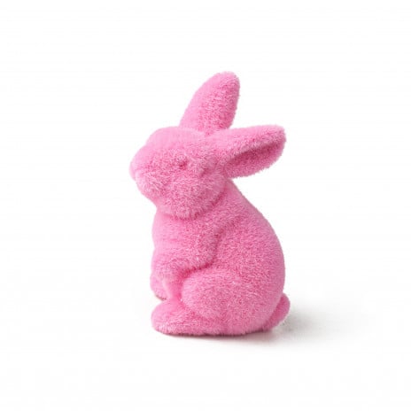 6" Flocked Standing Bunny: Pink