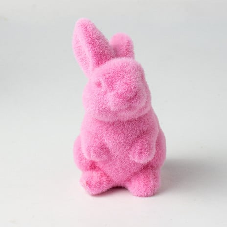 6" Flocked Standing Bunny: Pink