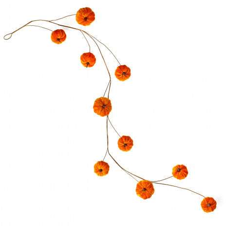 4' Velvet Mini Pumpkin String Garland