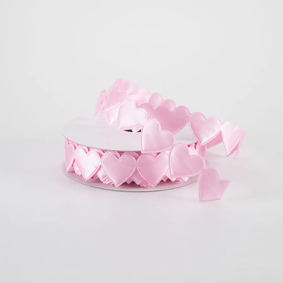 Satin Cut-Out Hearts Ribbon: Pink - 7/8" - 1 Yard