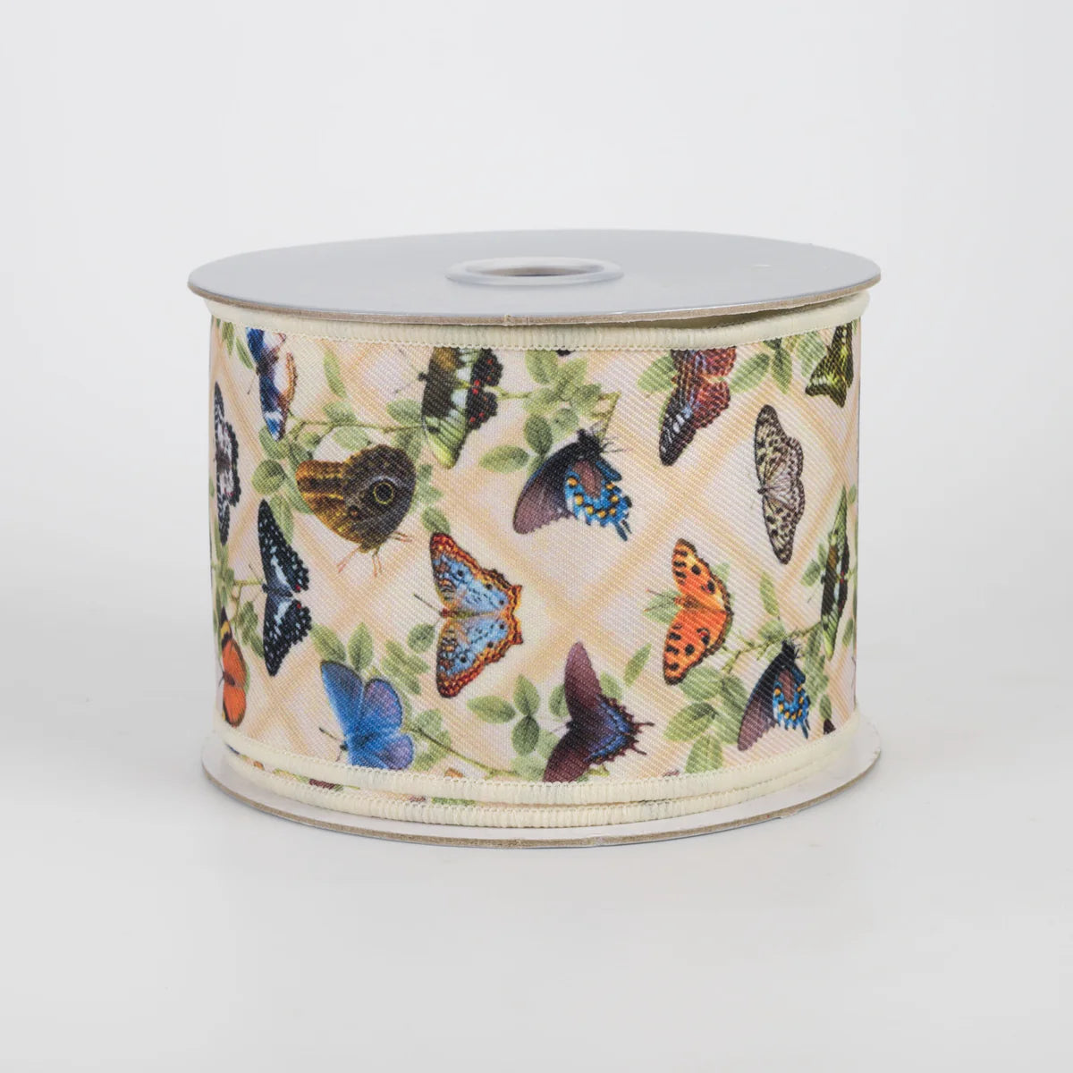 2 1/2" Brilliance Digital Print Vintage Butterflies Wired Ribbon - 1 Yard