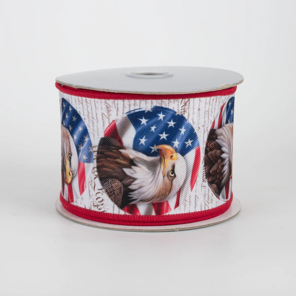 2 1/2" Brilliance Digital Print Bald Eagle USA Flag Wired Ribbon - 1 Yard