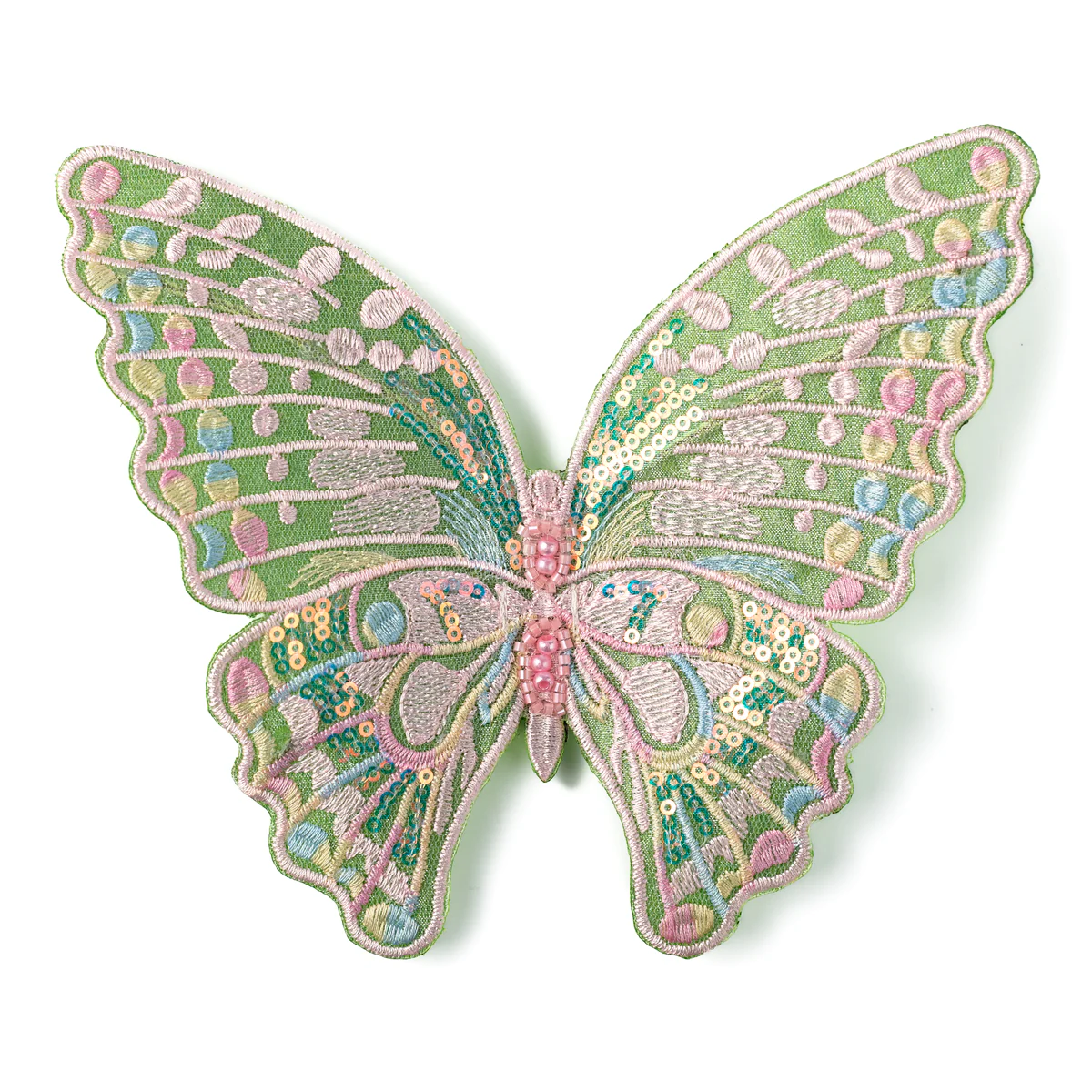6" Embroidery Butterfly Clip: Pastel Moss Green