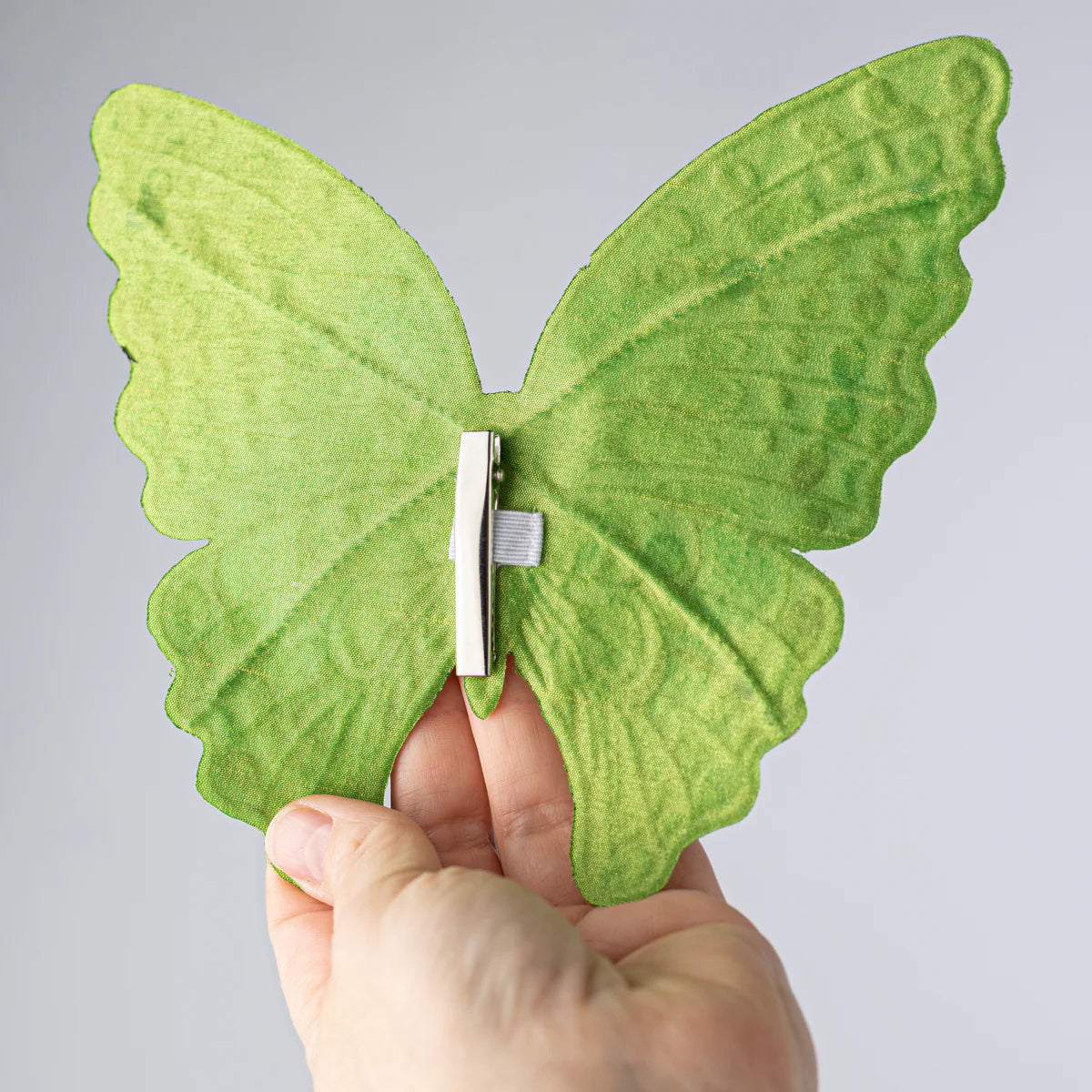 6" Embroidery Butterfly Clip: Pastel Moss Green