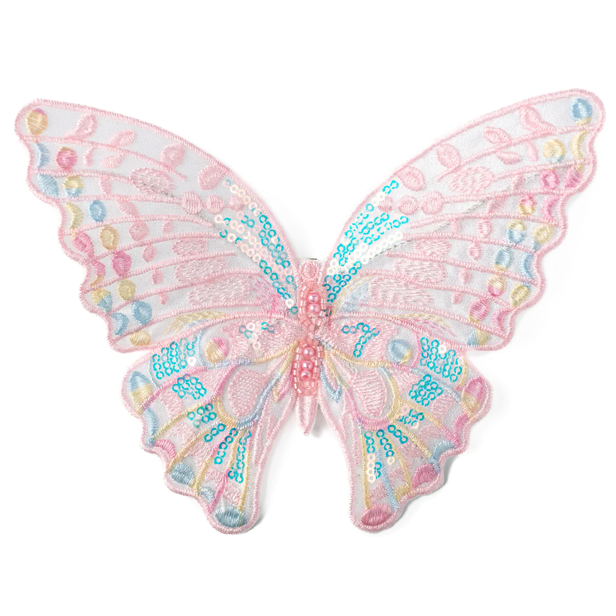 6" Embroidery Butterfly Clip: Pastel Pink