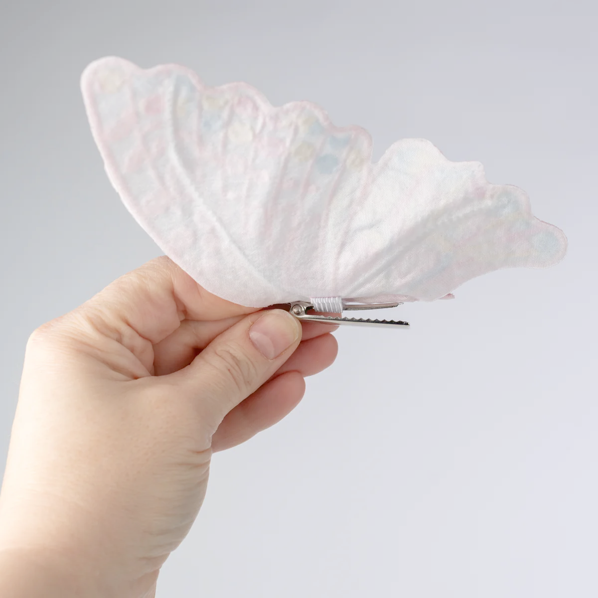 6" Embroidery Butterfly Clip: Pastel Pink