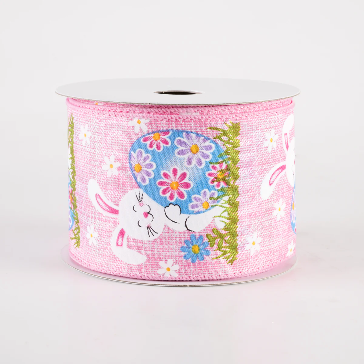 2 1/2" Happy Bunny Egg Wired Ribbon: Pink - 1 Yard