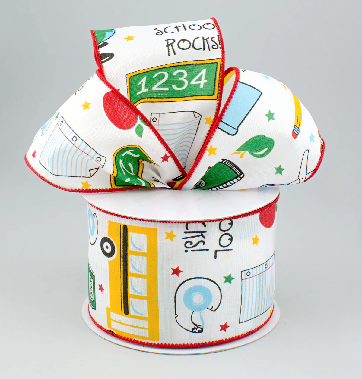 2 1/2" School Rocks Satin Wired Ribbon - 1 Yard