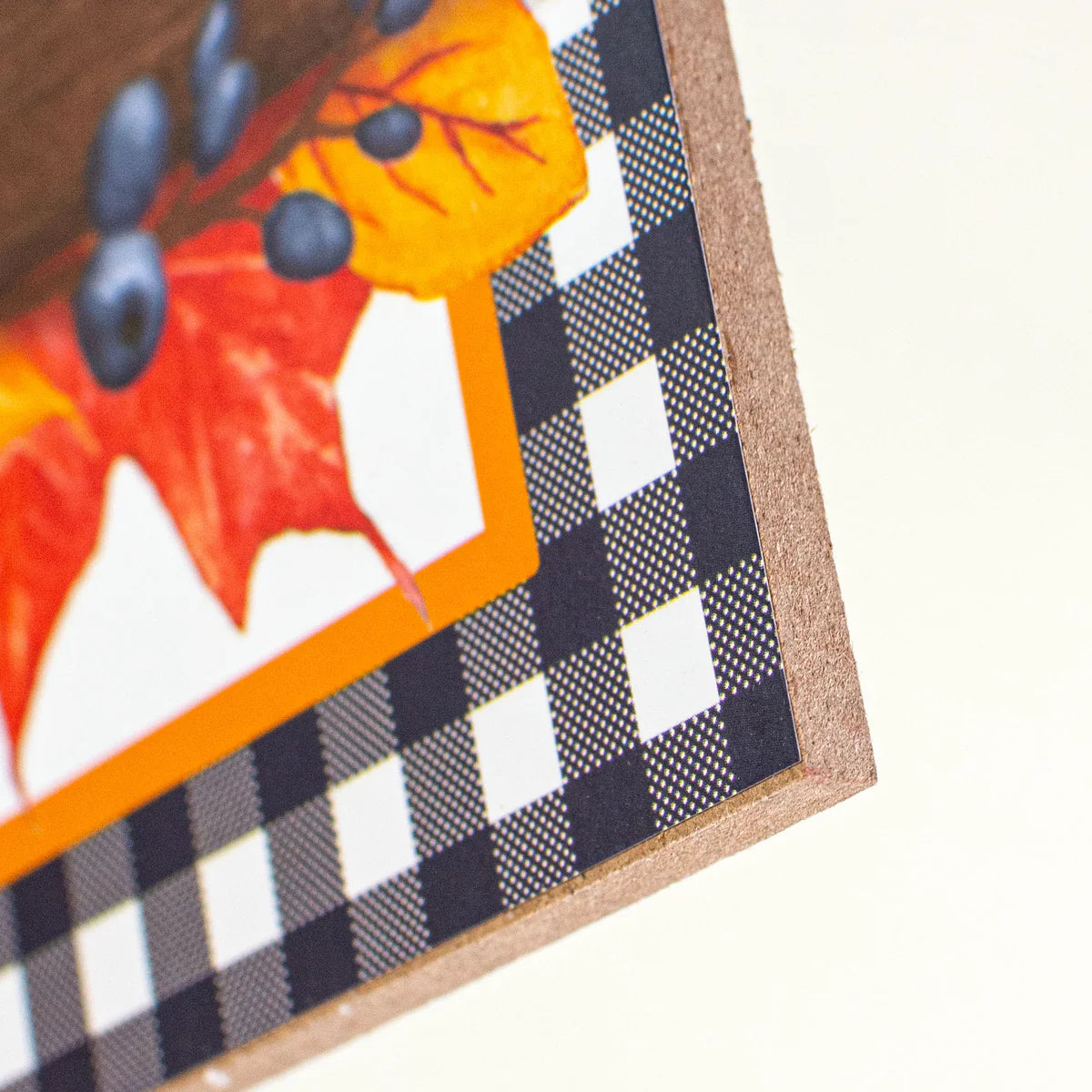 10" Square Wooden Sign: Falling Leaves & Pumpkins Please